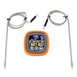Fleischthermometer mit Doppelsondendesign, Touchscreen Digital Grill Thermometer mit Timer für...
