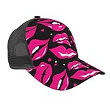 FGPkjh Baseballkappe mit Lippendruck, Netzstoff, Schnalle, für Herren und Damen, bequem,...