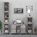 Runheo 3-TLG. Badmöbel-Set Grau Sonoma Holzwerkstoff, Modernes Badezimmer Schrank-Set mit...