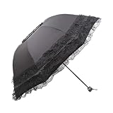 Retro-Sonnenschirm aus Spitze mit Kuppel, faltbar, UV-beständig, für Damen, schwarz, One Size