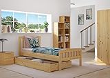 Erst-Holz® Klassisches Kieferbett Natur 90x200 Einzelbett Singlebett Massivholzbett Zubehör...