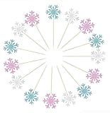 Youery 30 Stück Schneeflocke Kuchen Topper, Prinzessin Schloss Tortendeko, Happy Birthday...