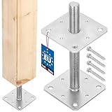 KOTARBAU® Pfostenträger Höhenverstellbar 110 mm x 110 mm x 250 mm Gewinde M24 mm Verzinkt...