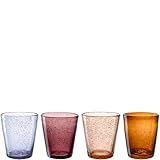 LEONARDO HOME BURANO Trinkglas • 4er Set • Buntes Gläser-Set • Blaseneinschlüsse •...