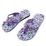 Damen Sandalen Sommer Zehentrenner Schlappen Lässige Flache Schuhe Slippers Mit Weichem Fußbett...