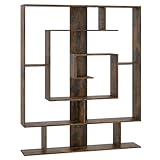 COSTWAY Bücherregal mit 7 Ebenen, Raumteiler Regal, geometrisches Standregal, Büroregal,...