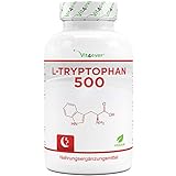 L-Tryptophan 500 mg - 365 vegane Kapseln - Aus pflanzlicher Fermentation - 12 Monate Reichweite -...