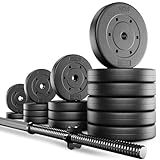 TREX SPORT Langhantel Set 55 kg | Hantelset mit Langhantelstange 180 cm und 16 Hantelscheiben