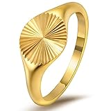 YeGieonr Gold Ring für Damen, 18K Vergoldung Edelstahl Siegelring, Modeschmuck Geschenk für Frauen...