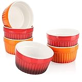 com-four® 6x Ragout Fin Schale - Ofenfeste Förmchen in rot und orange - Creme Brulee Schälchen -...