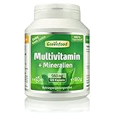Multivitamin + Mineralien, 560 mg, hochdosiert, 120 Kapseln - alle wichtigen Vitamine (Tagesbedarf),...