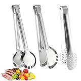 3-Teiliges Set Zange Küche aus Edelstahl, 9 Zoll Tongs Kitchen Servierzangen Set, Salatzange,...
