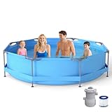 COSTWAY Pool-Set mit Filterpumpe, 360 x 360 cm, Aufstellpool rund, Swimmingpool Komplettset groß,...