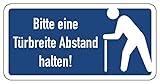 Aufkleber Hinweis „Gehhilfe – Bitte eine Türbreite Abstand halten“ Schild Folie selbstklebend...