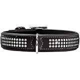 HUNTER SOFTIE TRILUXE Hundehalsband, Kunstleder, glitzernde Strasssteine, 50 (S-M), schwarz