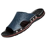 Herren Leder Breite Füße Hausschuhe Leicht Orthopädische Sandalen Sommer Meer Pool Strand...