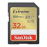 SanDisk Extreme SDHC UHS-I Speicherkarte 32 GB (V30, 100 MB/s Übertragung, U3, 4K UHD Videos,...