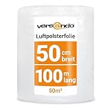 versando Luftpolsterfolie 100m x 0,5m Versand, Verpackung, Umzug Noppenfolie Bubble Wrap LPF Rolle...