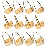 Homoyoyo Kleiner Geflochtener Bambuskorb mit Henkel Kleiner Handgewebter Blumenkorb für Ostern...