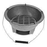 Sosoport Gusseisen Holzkohlegrill Tragbarer Grill für Camping Bbq Multifunktionale Kochstelle zum...
