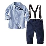 FAIRYRAIN 2-Teiliges Kleinkind Jungen Babyanzug Gentleman Kinder Langarm Hemd + Hose mit Träger...