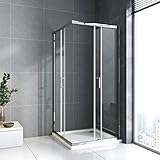 BD-Baode Duschkabine 75x90x185cm, Duschkabine 90x75 Eckeinstieg Schiebetür Duschwand...