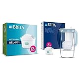 BRITA Glas Wasserfilter-Kanne hellblau (2,5l) inkl. 3x MAXTRA PRO All-in-1 Kartusche &...