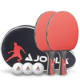 JOOLA Tischtennis Set Duo Carbon 2 Tischtennisschläger + 3 Tischtennisbälle + Tischtennishülle,...