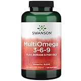 Swanson MultiOmega 3-6-9, Leinsamenöl, Borretschöl und Fischöl, 120 Weichkapseln, Laborgeprüft,...