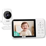 GHB Babyphone mit Kamera Baby Monitor 3,2 Zoll LCD 2100 mAh Akku 2X Zoom Temperatursensor Nachtsicht...