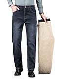 ziilay Verdickte Lammfleece Thermojeans Herren Thermohose Schneehose Teddyfleece gefütterte...