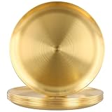 FUNSUEI 8 Stück Edelstahl Rundes Geschirr, Platzteller Gold Edelstahl Teller 26 cm, Servierplatte...