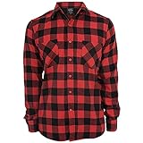 Urban Classics Herren Checked Flanell Shirt TB297, Mehrfarbig (Blk/Red), XL EU