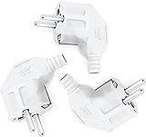 Schuko Stecker Winkelstecker 3 Stücke, Schutzkontakt-Stecker mit Knickschutztülle, Stecker 250V...