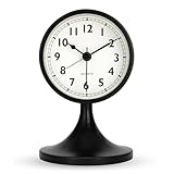 Lafocuse Wecker Analog Ohne Ticken, Tischuhr Metall Schwarz mit Nachtlicht und Schlummerfunktion,...