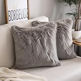 DQMEN Kissenbezüge, Kunstpelz, Deluxe, dekorativ, für Sofa, Schlafzimmer, Bett, superweich,...