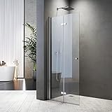 75x185cm Duschwand Walk in, Dusche Duschwand Doppel Faltbar Walk-in Duschabtrennung Walk in Dusche...