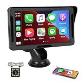 Podofo 7“ Touchscreen Drahtloses CarPlay&Android Auto, Bluetooth-Autoradio Airplay-Spiegel-Link...