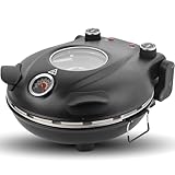 Klaif Elektrischer Pizzaofen, 420 °C, 1200 Watt, 5 Temperaturstufen separat einstellbar, Platte aus...