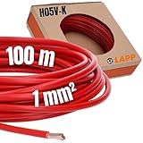 100 Meter Lapp 4510043 H05V-K 1,0 mm² rot I Verdrahtungsleitung I Aderleitung flexibel I...