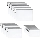 Vicloon Dokumententasche A4+A5+A6, 15pcs Mesh Plastic Zip Bag, Wasserdichte Document Case,...