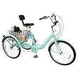 DOPBENT 24 Zoll Dreirad für Erwachsene, 7-Gang Schaltung, Faltbares Citybike zum Einkaufen, 3-Rad...