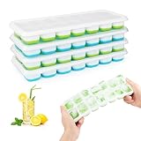 4 Pack Silikon Eiswürfelform Mit Decke, RISVOWO EiswüRfelbehäLter BPA Frei, Stapelbar &...