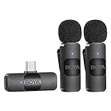 Boya BY-V20 USB-C kabelloses Mikrofon, Mini-Ansteckmikrofon mit Geräuschunterdrückung, kompatibel...