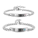 Zysta Verstellbar Pärchen Armband mit Gravur Zirkonia Paar Armbänder aus Edelstahl Geschenk für...