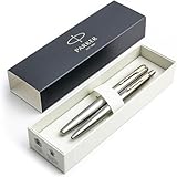 PARKER Jotter-Set | Füllfederhalter und Kugelschreiber | Edelstahl mit Goldbesatz | Mittlere Feder,...