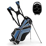 COSTWAY Golfbag mit Ständer und Regenschirmhalter, 7 Standbag inkl. Kühltasche und Schultergurt...