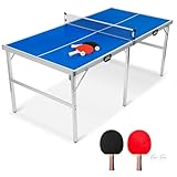 FCOUMY Faltbarer Tischtennistisch Indoor Ping Pong Tisch tragbarer Tischtennisplatte with Netz,...