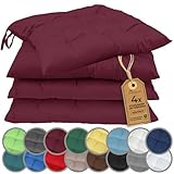 NatureMark 4er Set Stuhlkissen mit Bändern 40x40 cm – Gefüllte Sitzkissen, Outdoor & Indoor –...