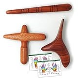 KITAMA Thai Massage-Holz Set (5 Teile): Massage Stäbchen + Kreuz + Vogel als Massagehilfe...